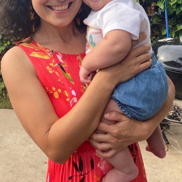 Liz Claiborne floral chiffon pleated A-line dress - Picture 6 of 6